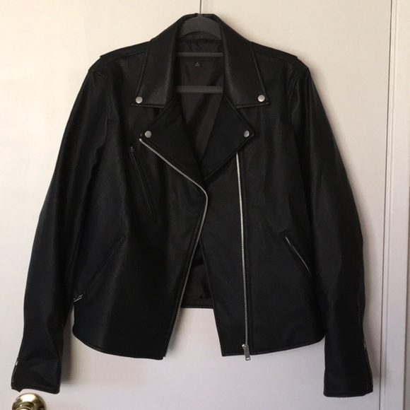 Uniqlo Black Faux Leather Zip Motorcycle Jacket S - Picture 2 of 7
